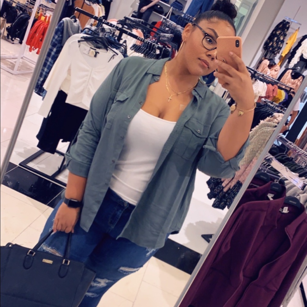 Olive green button up